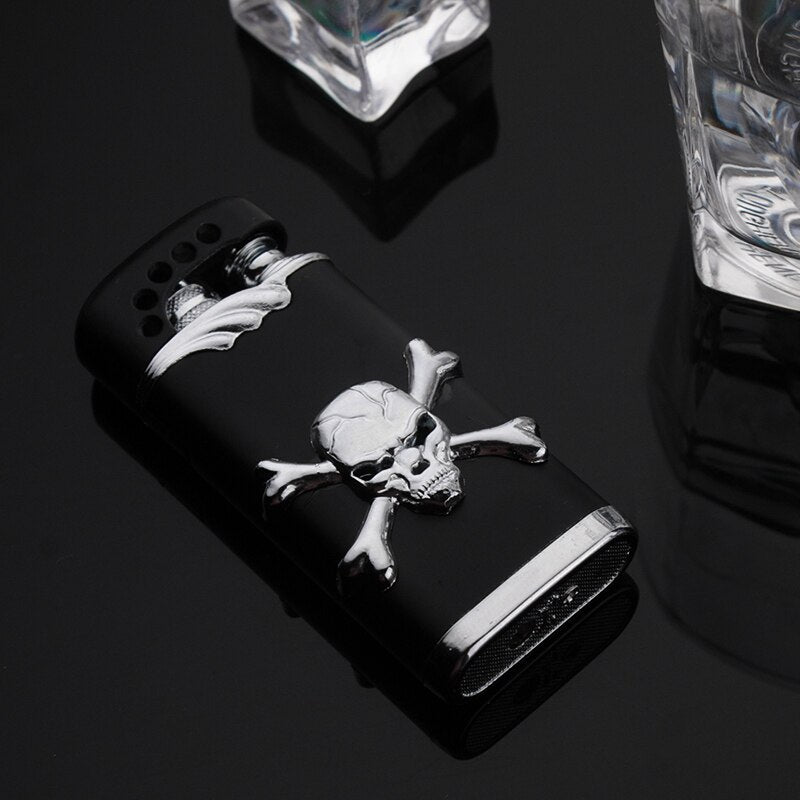 Creative Skull Gift Metal Windproof Gas Lighter Blue Flame Spray Gun Butane Torch Lighter Cigarette Pipe Lighter Personality New