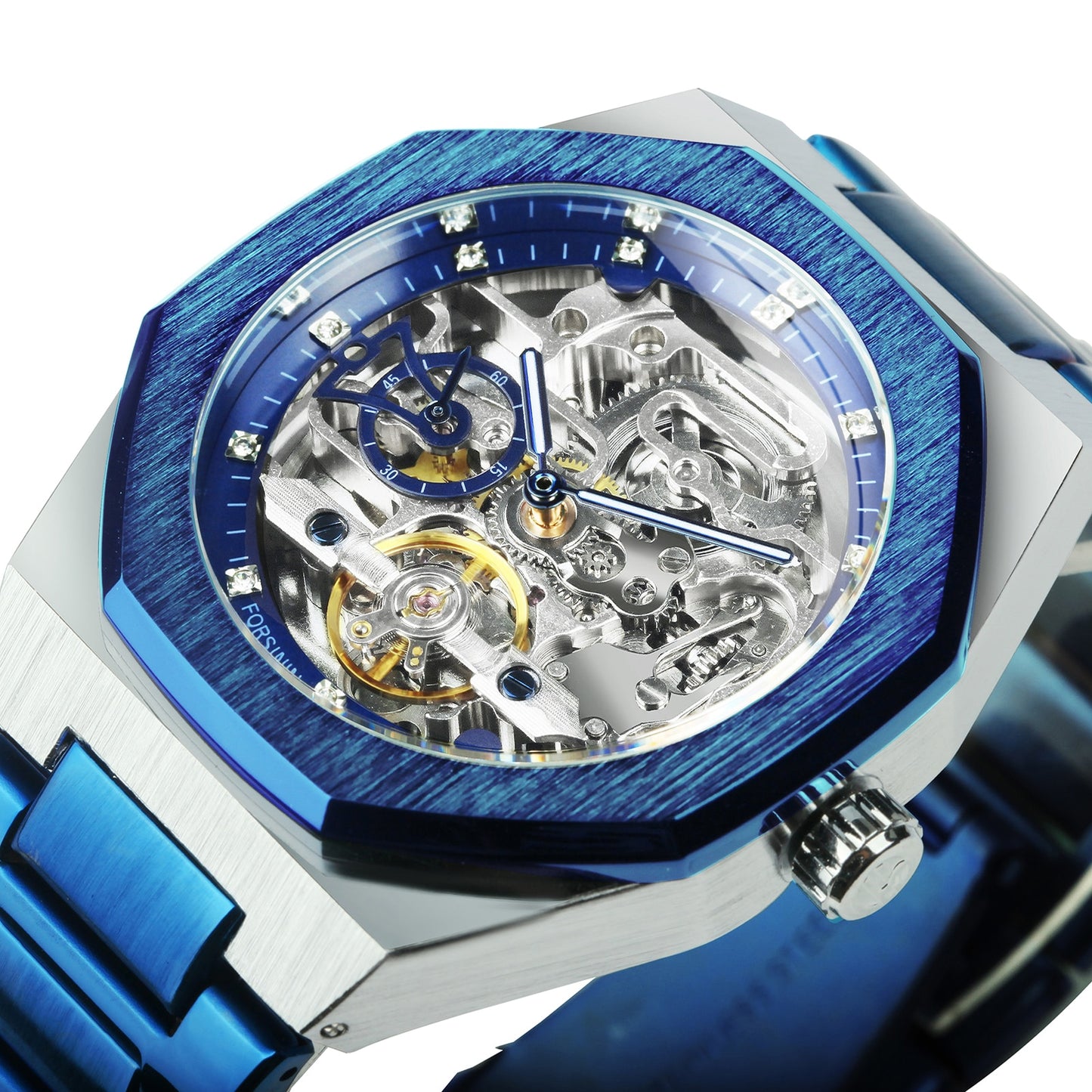 Tourbillon Mechanical Watch for Men Automatic Steel Strap Skeleton Mens Watches Top Brand Luxury 2021 Reloj Hombre