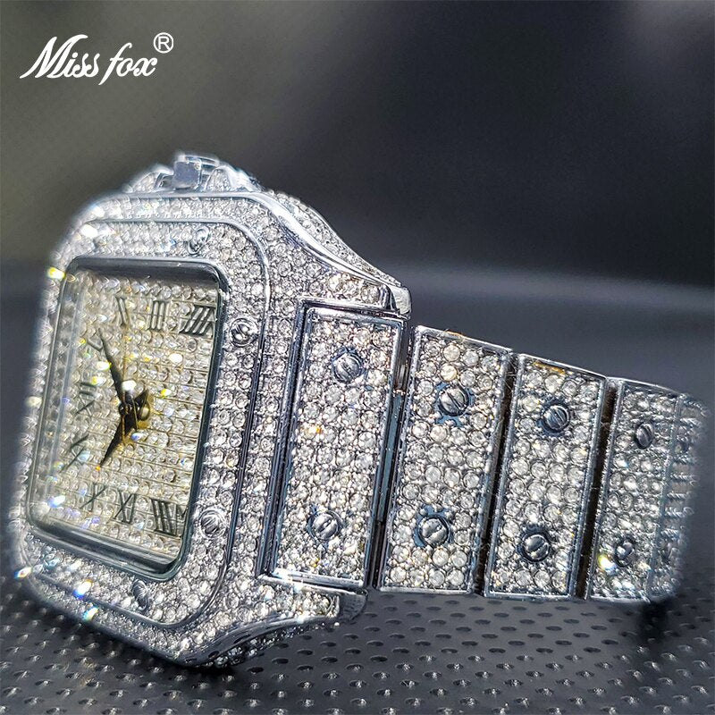 Ice Out Luxury Full Diamond Quartz Watches For Men or Women Classic Stylish Waterproof Watch