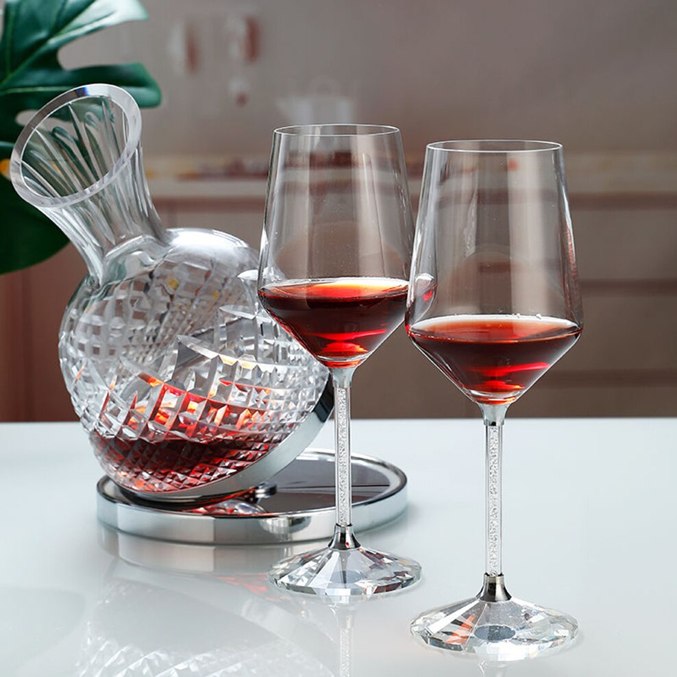 1500ML European Style Rotating Decanter Gyro Wine Dispenser Vintage Crystal Glass Hip Flask Gift Box Decanter Palace Wine Set