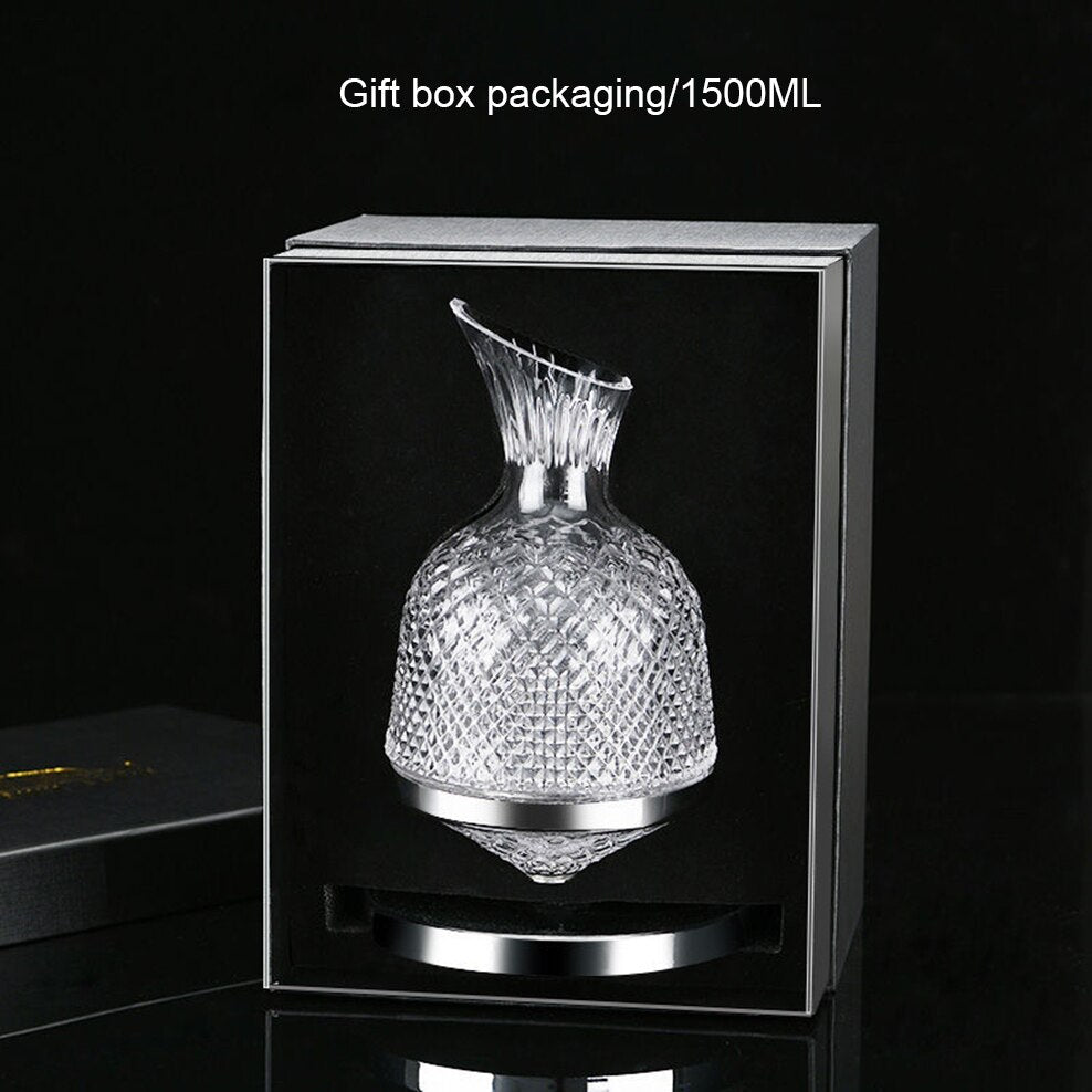 1500ML European Style Rotating Decanter Gyro Wine Dispenser Vintage Crystal Glass Hip Flask Gift Box Decanter Palace Wine Set