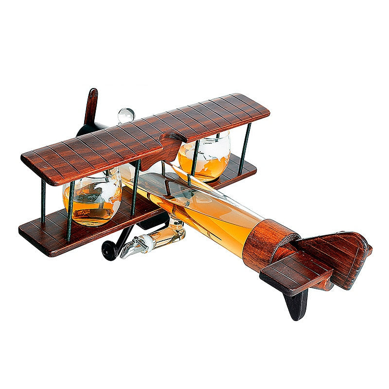 Spiral Aircraft Drinking Vessel With 2 Cups Whisky Wine Set Plane Shepe Wine Separator High Borosilicate Glass Wine Container