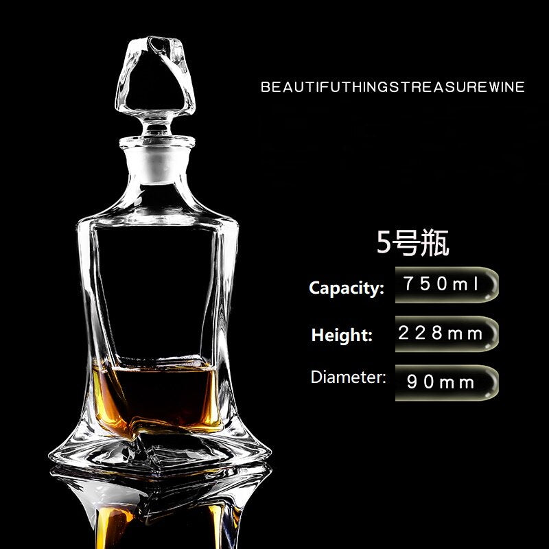 Crystal Glass Wine Red Bottle + Cups Wine Decanter Whiskey Liqour Pourer Home Bar Vodka Beer Bottle Jar Jug