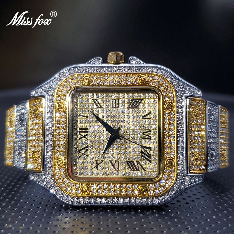 Ice Out Luxury Full Diamond Quartz Watches For Men or Women Classic Stylish Waterproof Watch