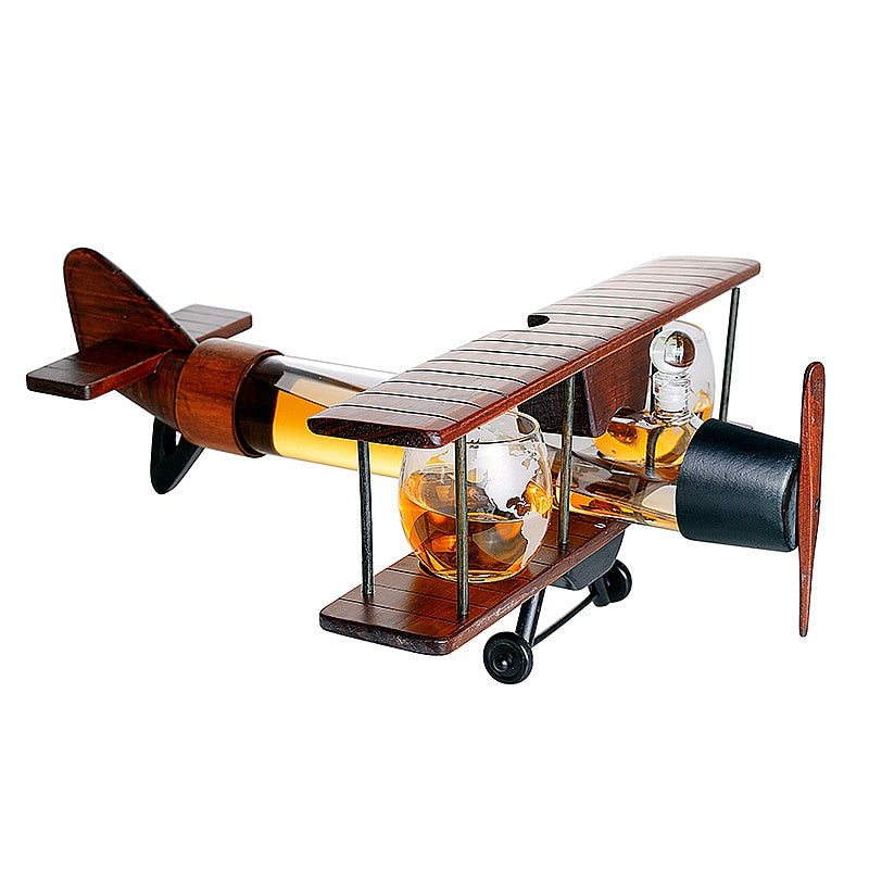 Spiral Aircraft Drinking Vessel With 2 Cups Whisky Wine Set Plane Shepe Wine Separator High Borosilicate Glass Wine Container