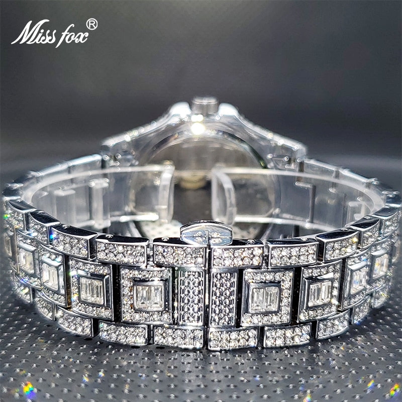 Luxury Ice Out Diamond Watch Multifunction Day Date Adjust Calendar Quartz Watches For Men