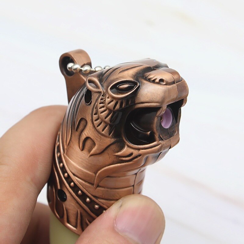 Creative Torch Jet Lighter Gas Butane Turbo Lighter Windproof Dragon Tiger Tooth Keychain Lighter Pendant For Cigar Pipe