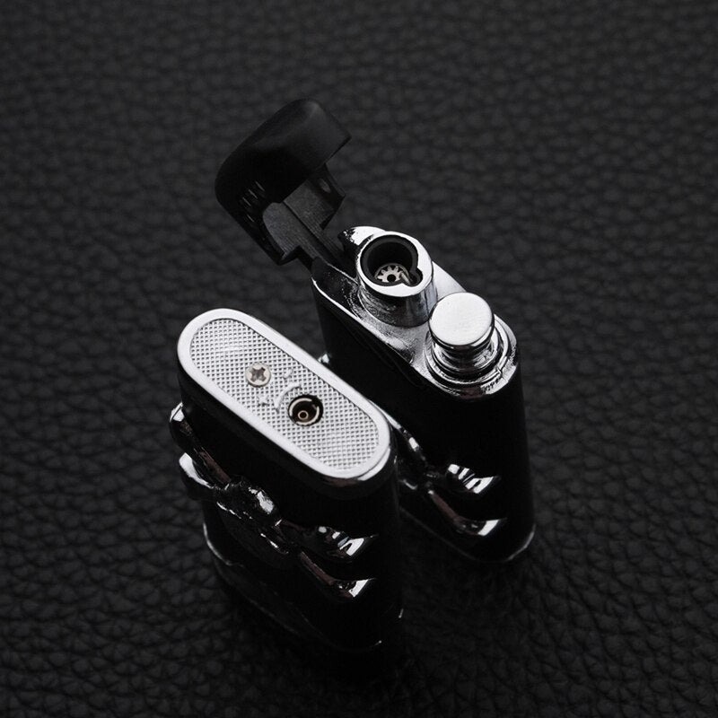 Creative Skull Gift Metal Windproof Gas Lighter Blue Flame Spray Gun Butane Torch Lighter Cigarette Pipe Lighter Personality New