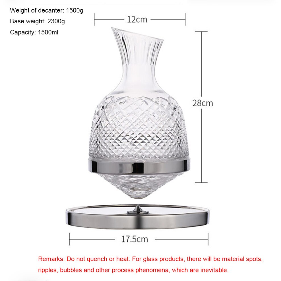 1500ML European Style Rotating Decanter Gyro Wine Dispenser Vintage Crystal Glass Hip Flask Gift Box Decanter Palace Wine Set