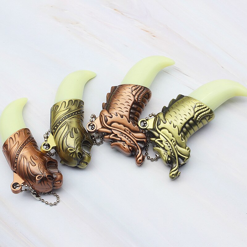 Creative Torch Jet Lighter Gas Butane Turbo Lighter Windproof Dragon Tiger Tooth Keychain Lighter Pendant For Cigar Pipe