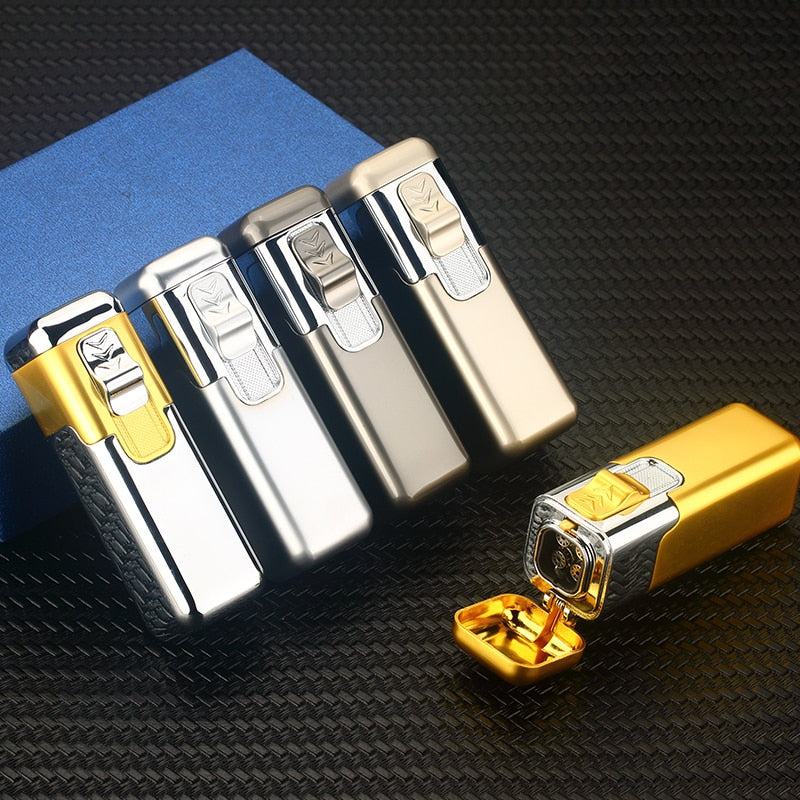 Metal Torch Gas Windproof Briquet Cigar Butane Lighters Four Fire Blue Flame Jet Adjustable Luxury Cigar Lighter