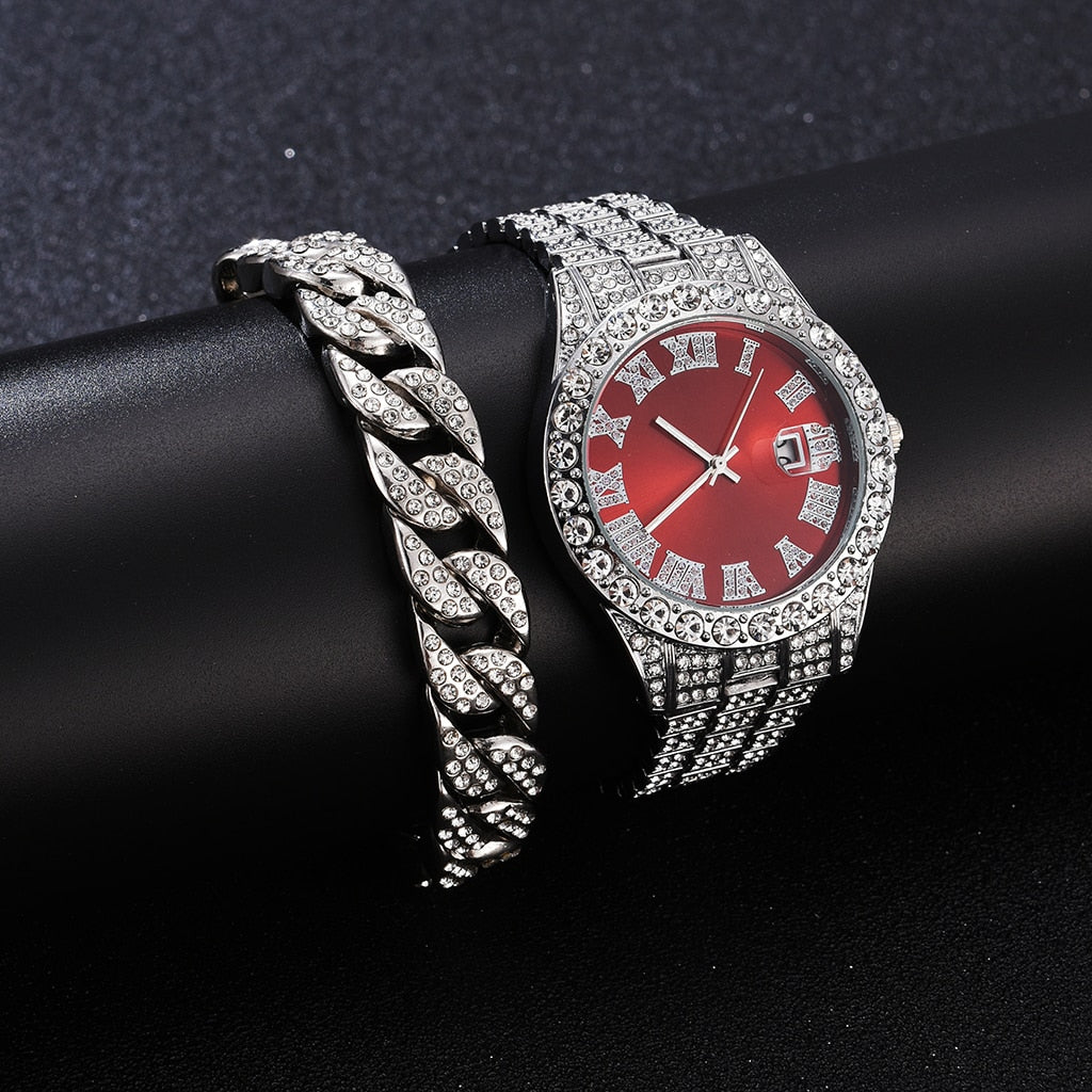 Iced Out Watch Men Luxury Brand Full Diamond Mens Watches AAA CZ Quartz Watch Waterproof