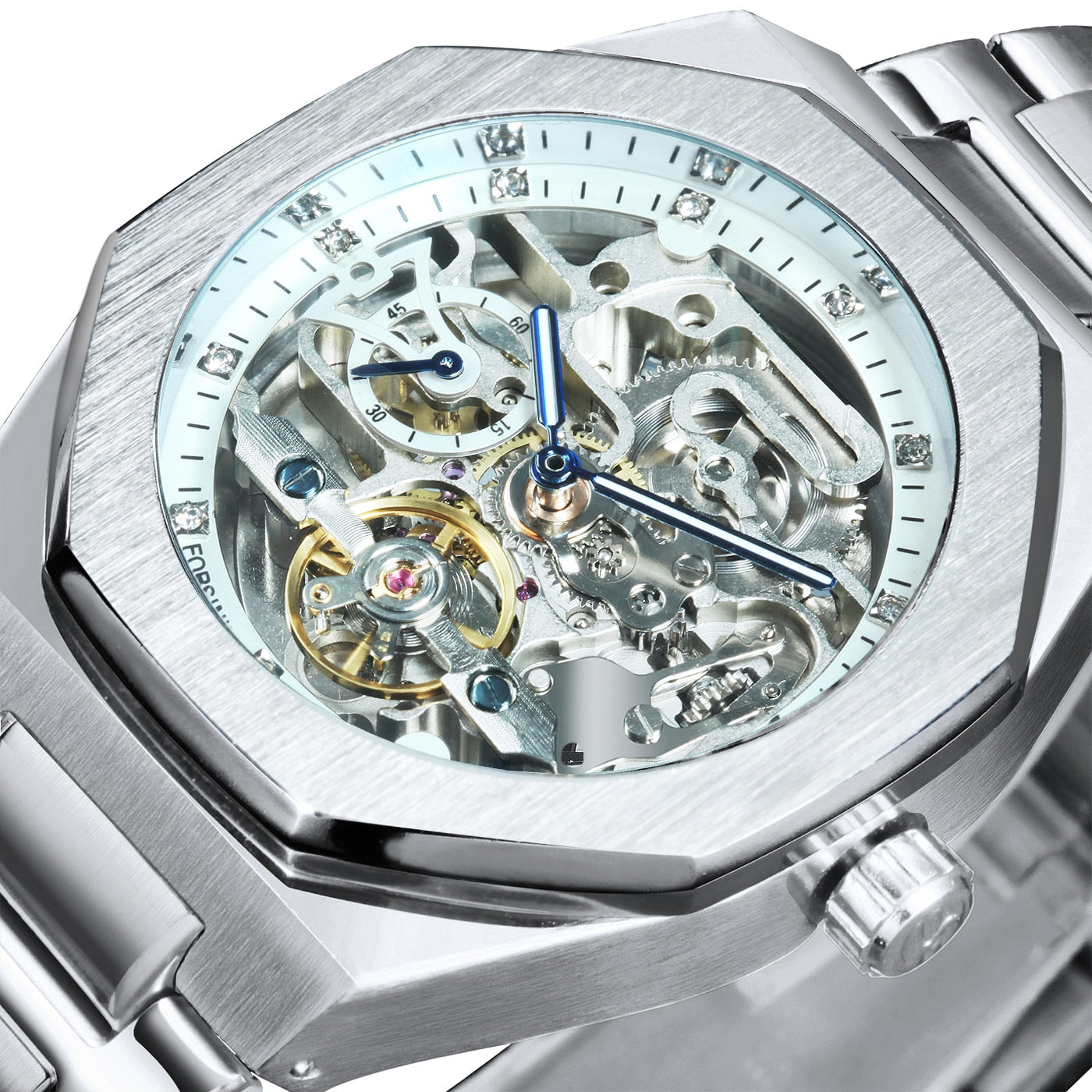 Tourbillon Mechanical Watch for Men Automatic Steel Strap Skeleton Mens Watches Top Brand Luxury 2021 Reloj Hombre
