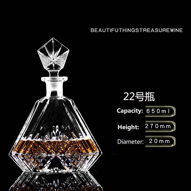 Crystal Glass Wine Red Bottle + Cups Wine Decanter Whiskey Liqour Pourer Home Bar Vodka Beer Bottle Jar Jug