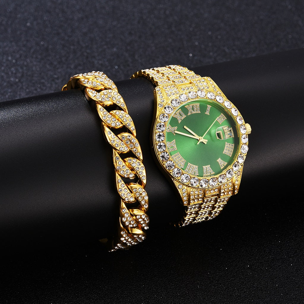Iced Out Watch Men Luxury Brand Full Diamond Mens Watches AAA CZ Quartz Watch Waterproof