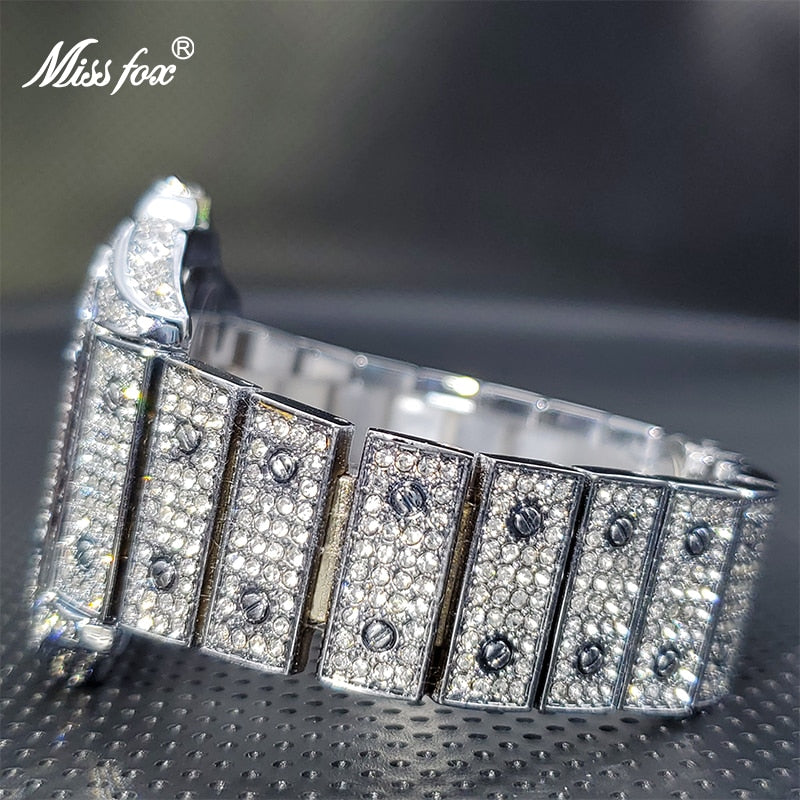 Ice Out Luxury Full Diamond Quartz Watches For Men or Women Classic Stylish Waterproof Watch