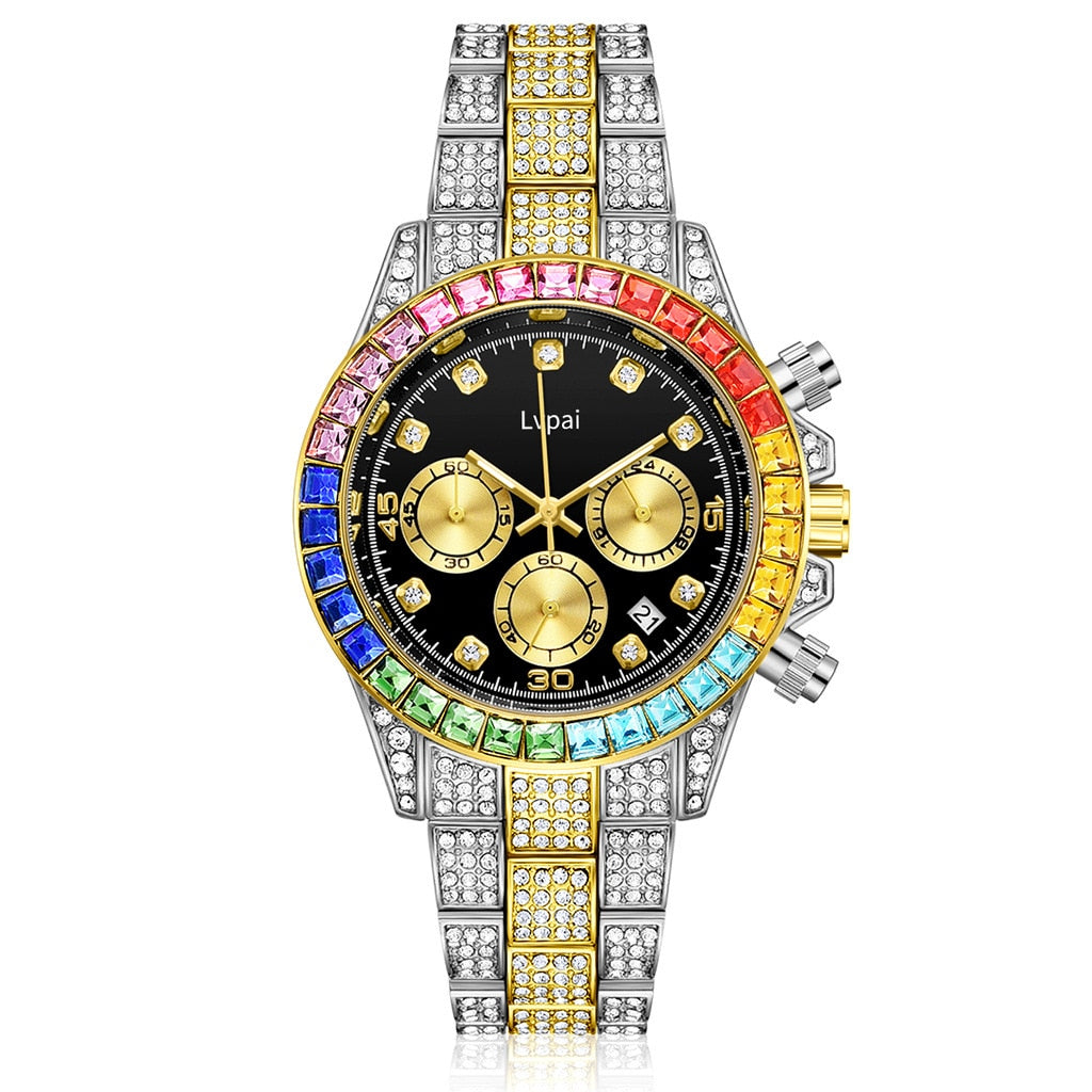 Relogio Luxury Men Watch Branded Women watches Fashion Clock Stainless steel Strap Diamond Dial Shiny Watch