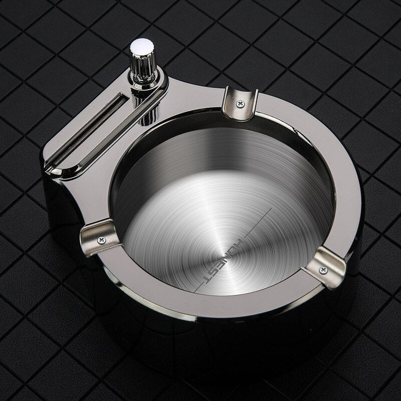 Detachable Rotatable Lid Degree Free Rotation Stainles Steel Corrosion Resistance Portable Cigarette lighter ashtray integrated
