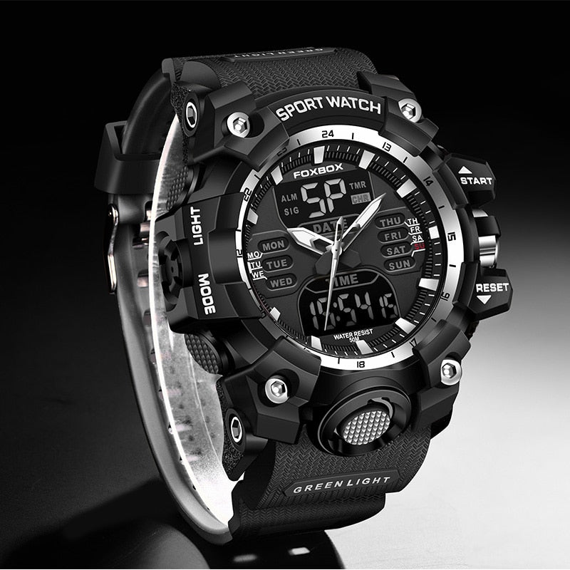 Men Military Watches 50M Waterproof Dual Display Quartz Watch Chronograph Sports Watches For Men