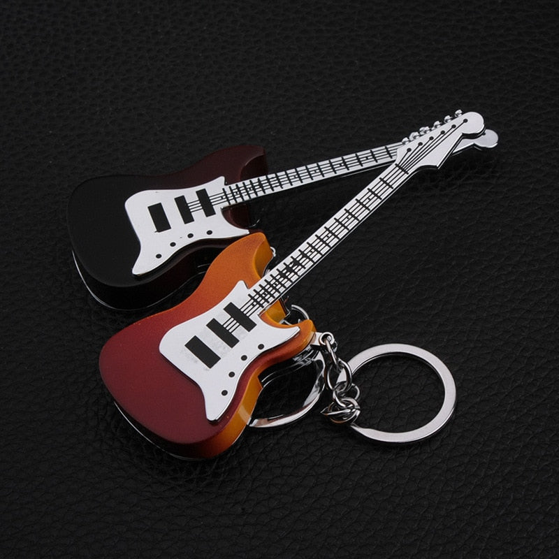 Refillable Butane Gas Lighter Mini Guitar Shape Open Flame Cigarette Lighter Key Chain Creative Portable Trendy Men's Collection