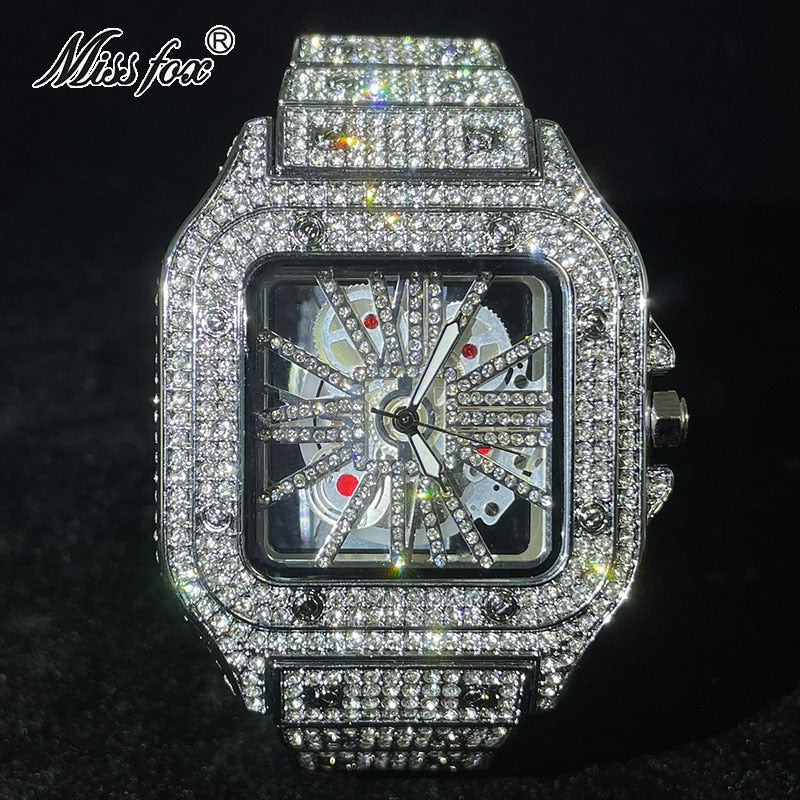 Iced Out Mens Watch Luxury Brand Waterproof Fashion Quartz Wristwatch Diamond Skeleton AAA Clocks