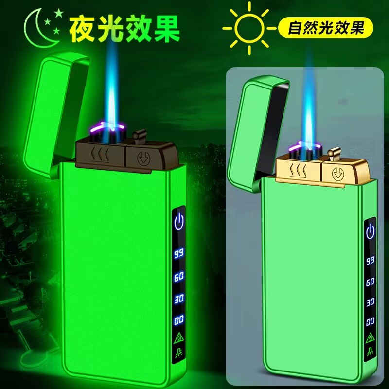 2023 New Windproof Metal USB Lighter Torch Lighter Jet Dual Plasma Arc Lighter Gas Electric Butane Chargeable Pipe Cigar Lighter