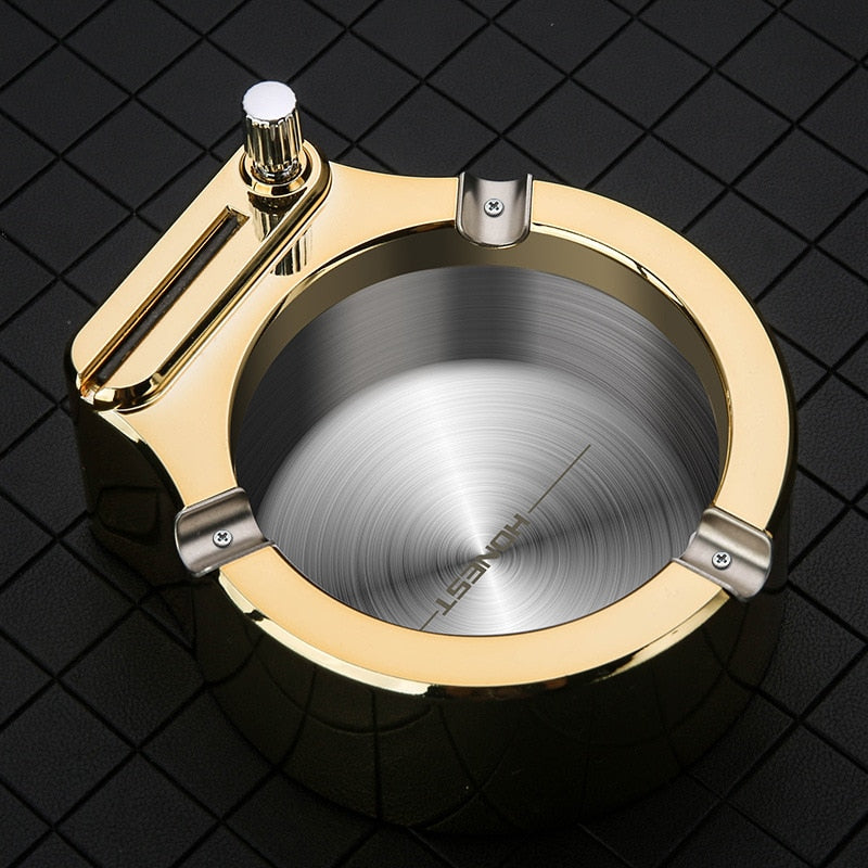Detachable Rotatable Lid Degree Free Rotation Stainles Steel Corrosion Resistance Portable Cigarette lighter ashtray integrated