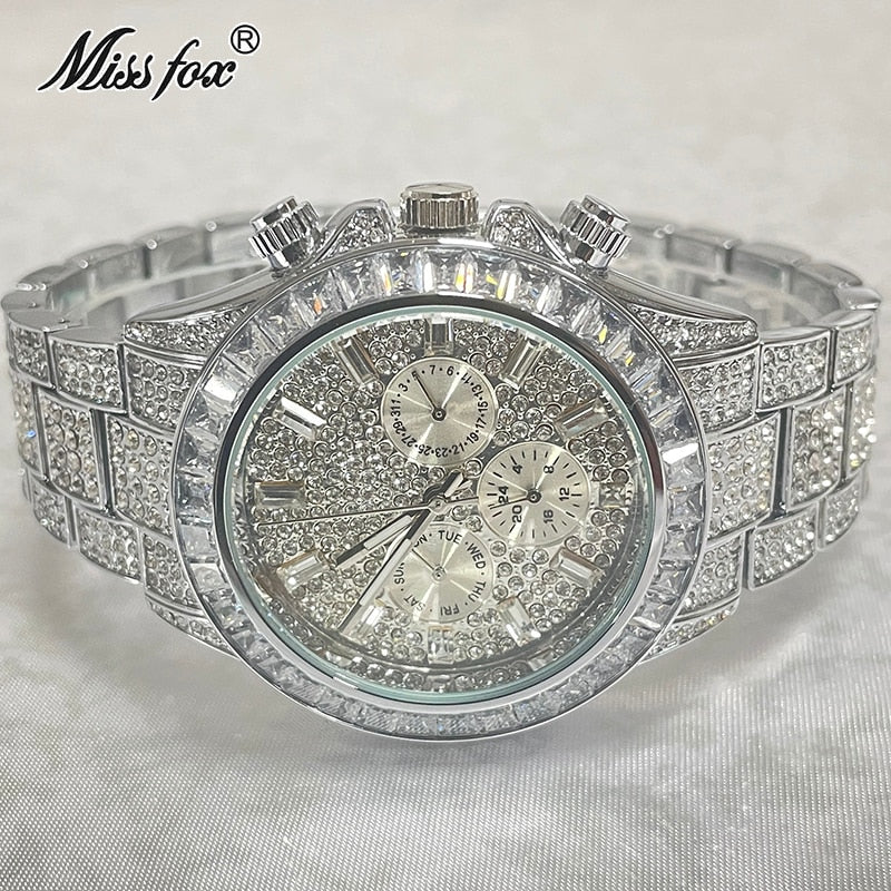 Luxury Brand Gold Watches Men Fashion Rainbow Diamond Waterproof Smart Watch Full Steel Sports Clocks