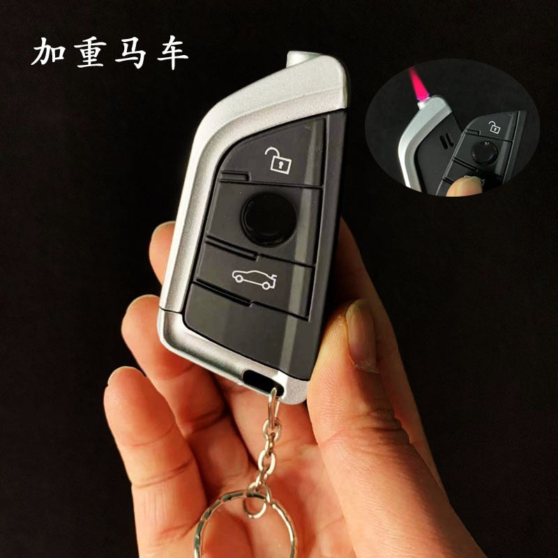 Creative Lighter Car Key Pendant Rechargeable Inflatable Metal Lighter Personality Fashion Funny Cool Gift Wholesale (Airless)