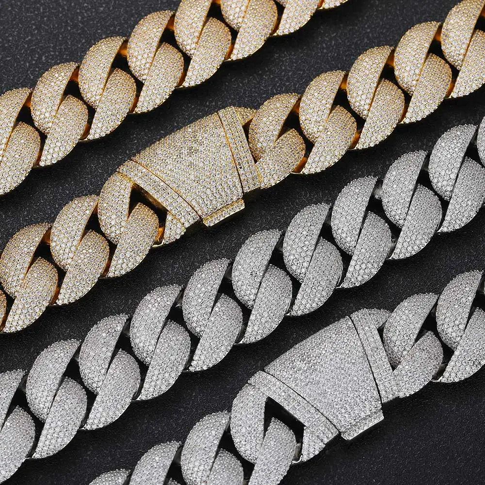 Full Iced Out Zircon 5-Row Stone Heavy And Thick Necklace 22mm Cuban Link