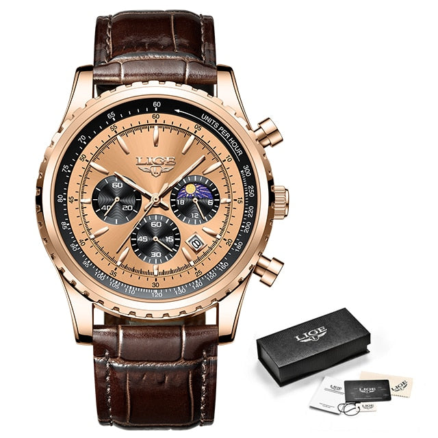 Fashion Mens Watch Stainless Steel Top Brand Luxury Sport Chronograph Quartz Wrist Watches for Men Relogio Masculino+Box