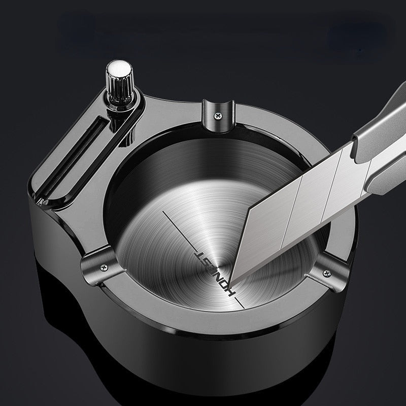 Detachable Rotatable Lid Degree Free Rotation Stainles Steel Corrosion Resistance Portable Cigarette lighter ashtray integrated
