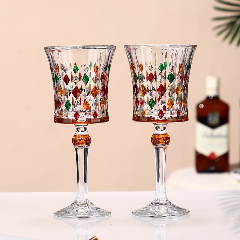 Hand painted rotary decanter creative golden top tumbler wine decanter household crystal glass wine glass