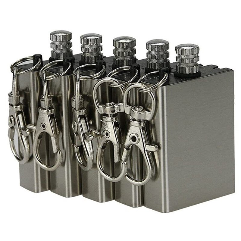 Portable Lighter Match Key Chain Waterproof Matches Stainless Steel Shell No Fuel Permanent Lighter Outdoor Survival Accessories