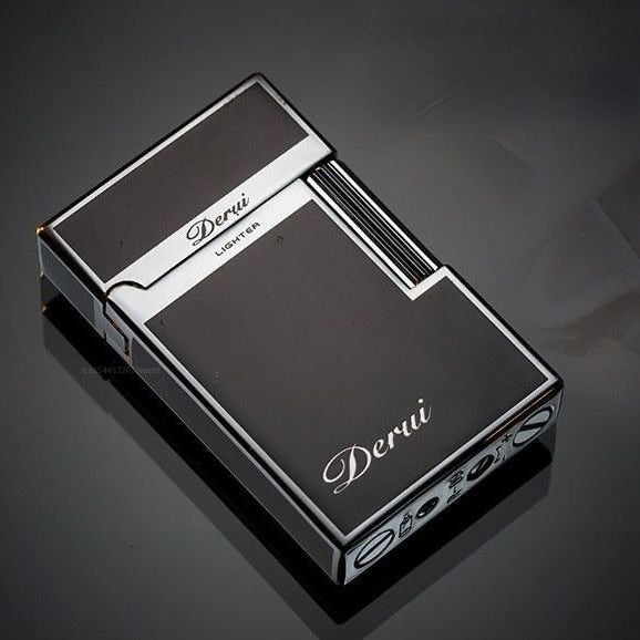 Genuine Steel Tone Loud Lighter Gas Inflatable Open Flame Metal Side Sliding Cigarette Lighter for Boyfriend Husband Gift Box