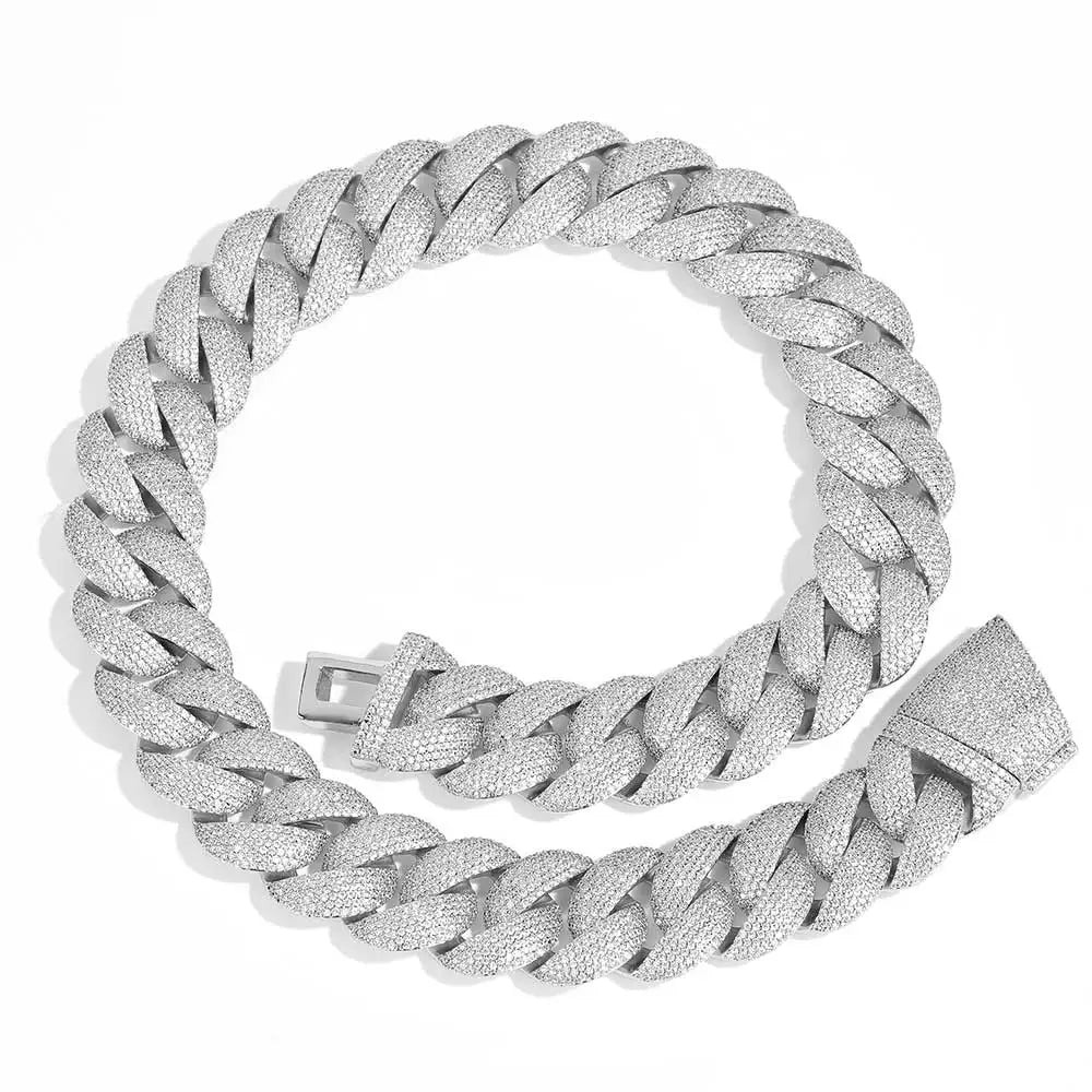 Full Iced Out Zircon 5-Row Stone Heavy And Thick Necklace 22mm Cuban Link