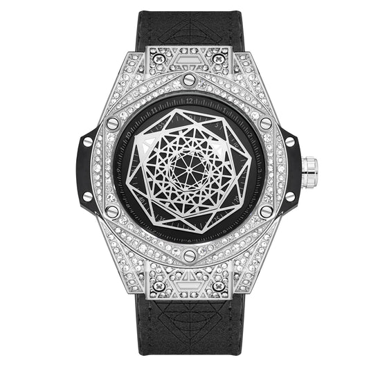 Watch For Men Fashion Big Dial Unique Watches Luxury Diamond Ice Out Waterproof 2023