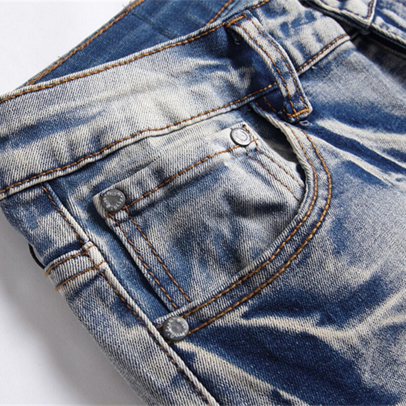New Jeans Fashion Stick Fabric Mid-Waist Slim Slacks Hip Hop Biker