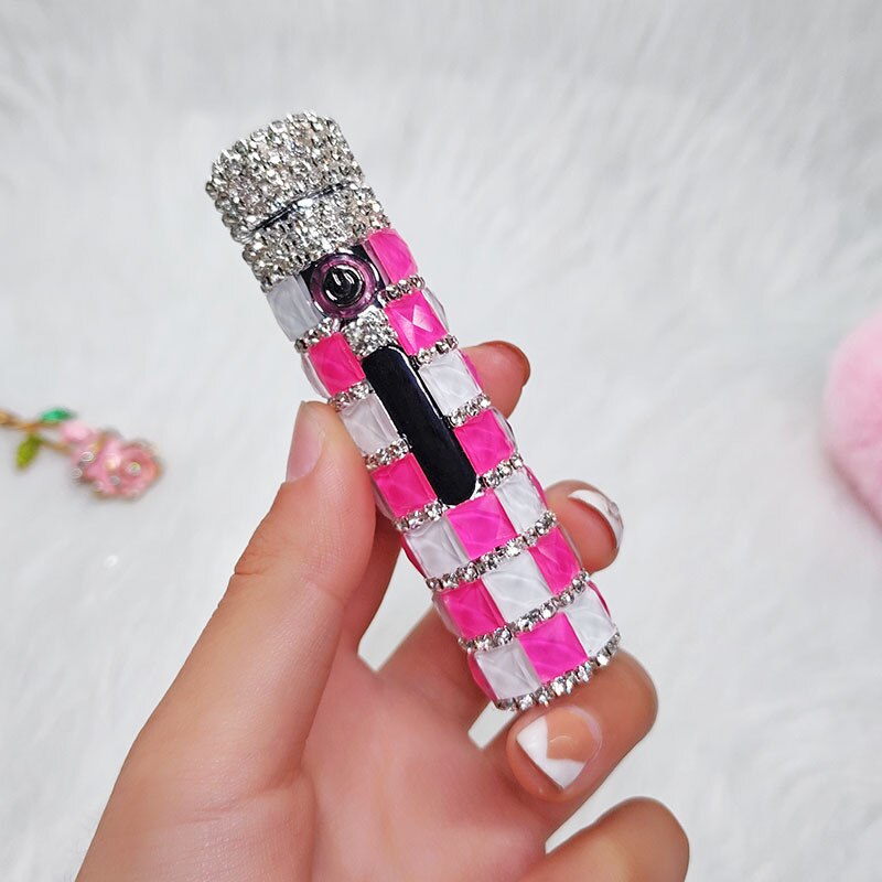 New Diamond Double Arc Lighter Personalized Creative Cylindrical Windproof Charging Lighter Cigarette Accessories Ladies Gifts