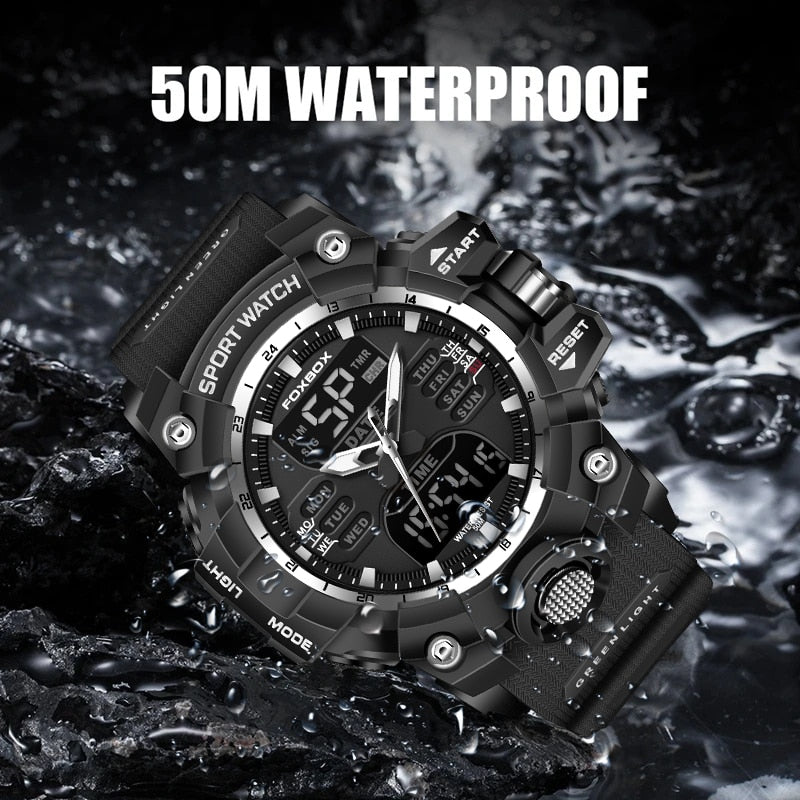 Men Military Watches 50M Waterproof Dual Display Quartz Watch Chronograph Sports Watches For Men
