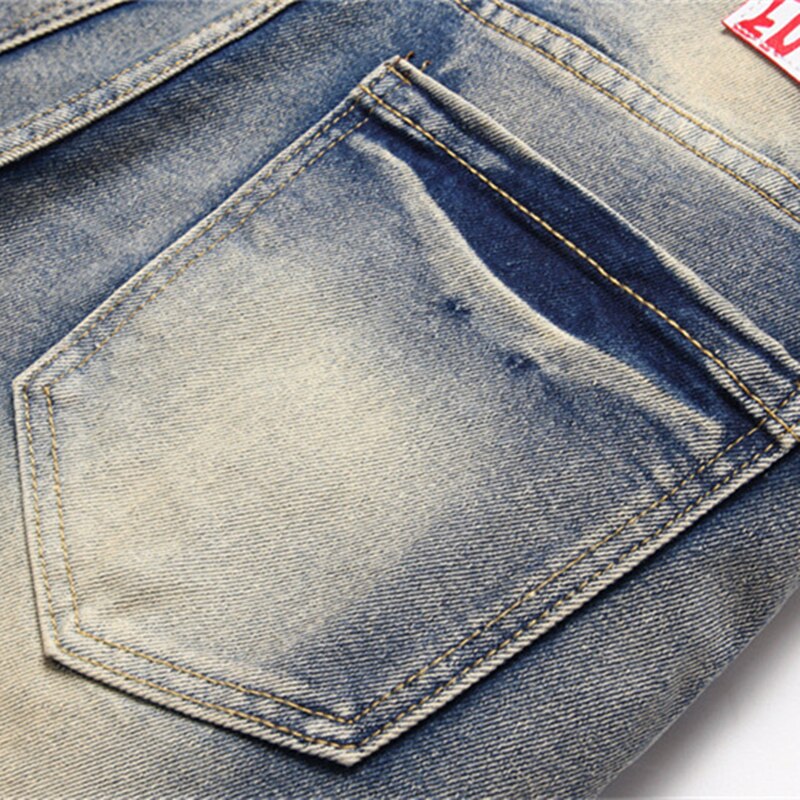 New Fashion Printed Jeans Stretch Slim Retro Pencil Pants High Street Casual Mid-Waist Motorcycle Trend Trousers
