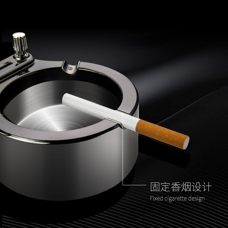Detachable Rotatable Lid Degree Free Rotation Stainles Steel Corrosion Resistance Portable Cigarette lighter ashtray integrated