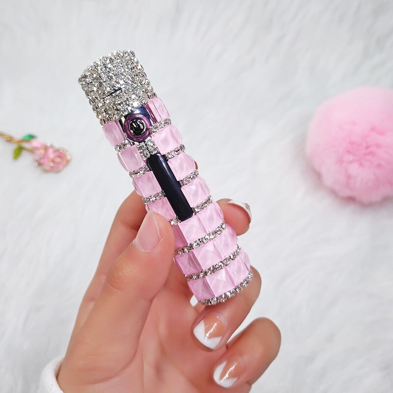 New Diamond Double Arc Lighter Personalized Creative Cylindrical Windproof Charging Lighter Cigarette Accessories Ladies Gifts