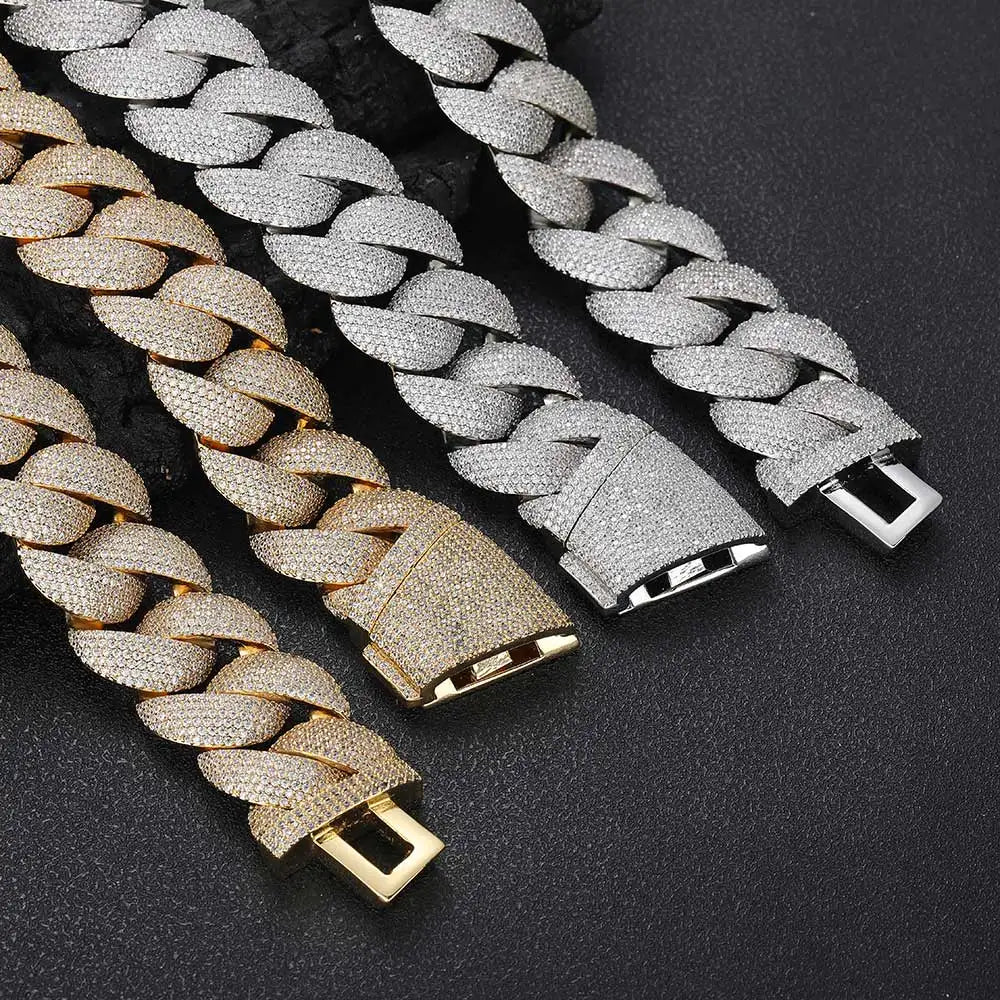 Full Iced Out Zircon 5-Row Stone Heavy And Thick Necklace 22mm Cuban Link
