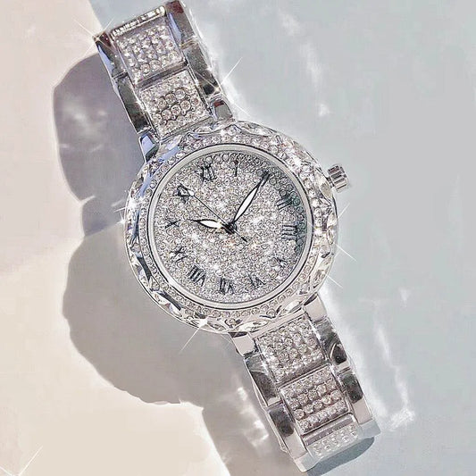 Watch Full Diamond Top Luxury Brand Quartz Steel Watches Elegant Zircon Crystal Fashion Wristwatch Clock