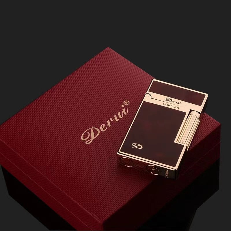 Genuine Steel Tone Loud Lighter Gas Inflatable Open Flame Metal Side Sliding Cigarette Lighter for Boyfriend Husband Gift Box