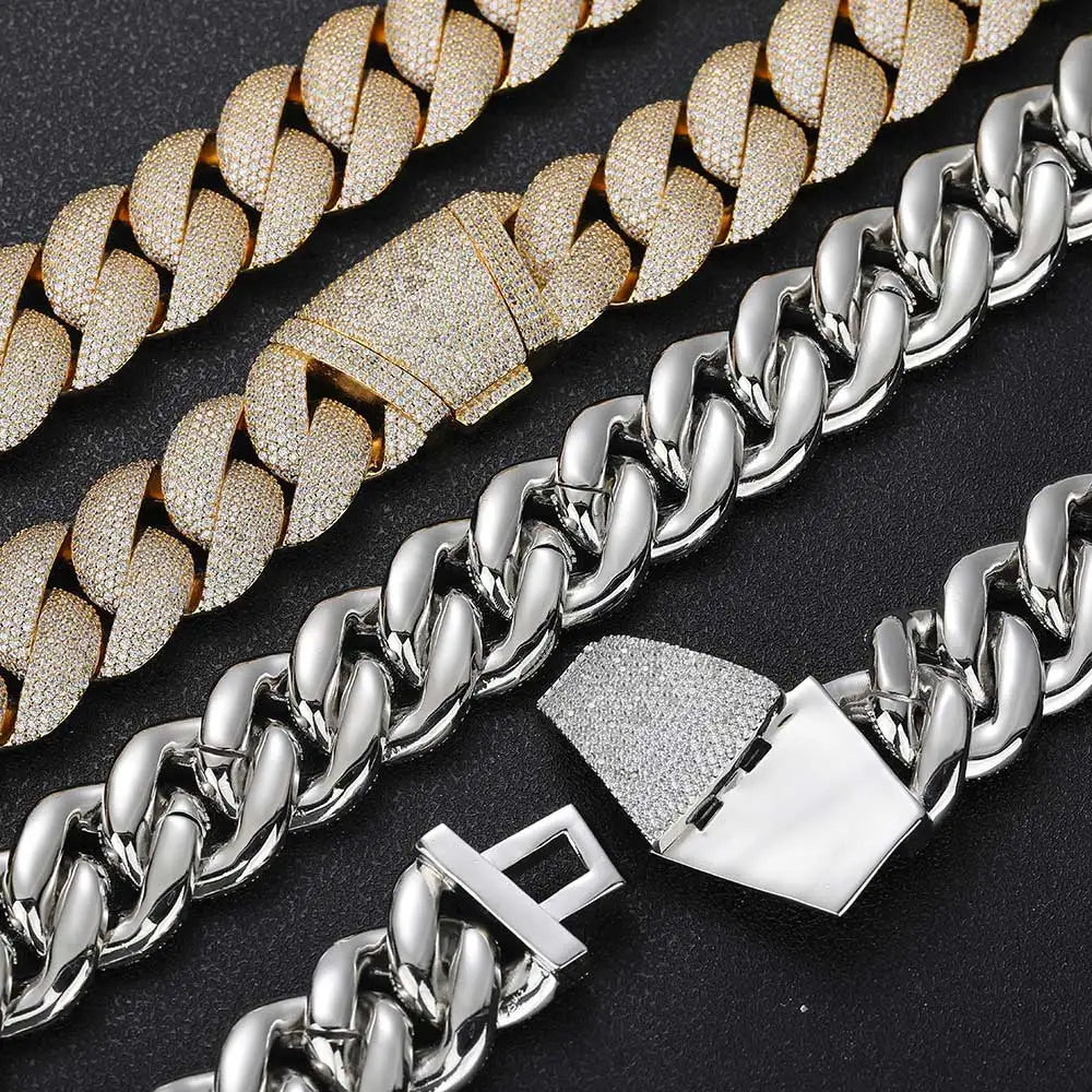 Full Iced Out Zircon 5-Row Stone Heavy And Thick Necklace 22mm Cuban Link