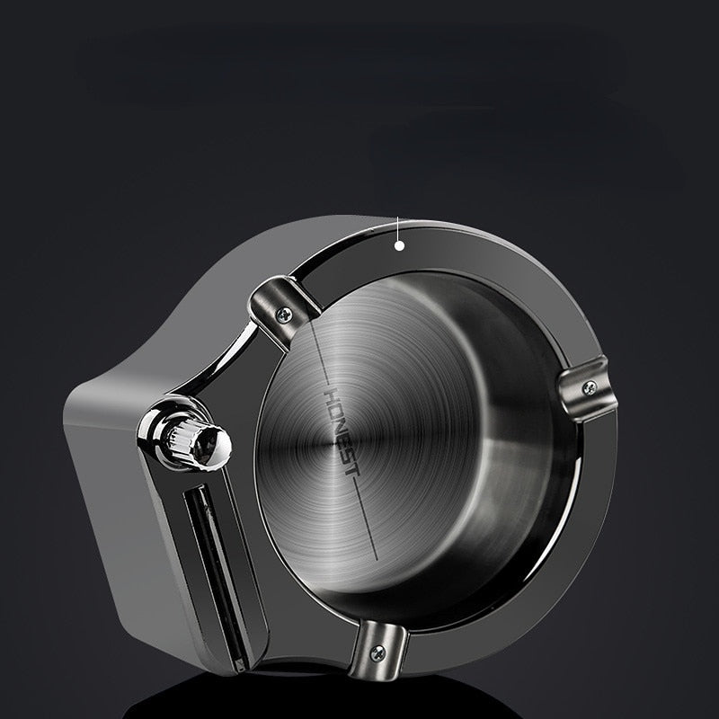 Detachable Rotatable Lid Degree Free Rotation Stainles Steel Corrosion Resistance Portable Cigarette lighter ashtray integrated