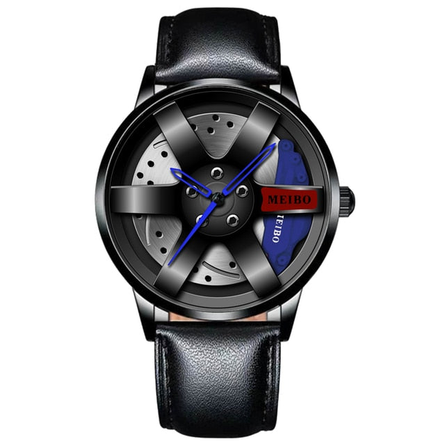 Fashion Mens Car Wheel Watches Luxury Stainless Steel Waterproof Watch for Men Quartz Wrist Watches Male Clock