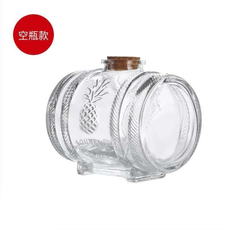 Glass Wine Barrel With Tap Bottle Whiskey Wine Decanter with Stopper Seal Champagne Vodka Glasses Set Bar Transparent Cocktail